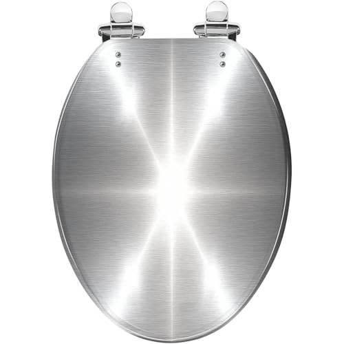Elongated Toilet Seat Silver Brushed