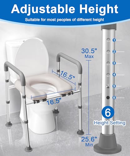 HOMLAND Raised Toilet Seat with Handles view 3