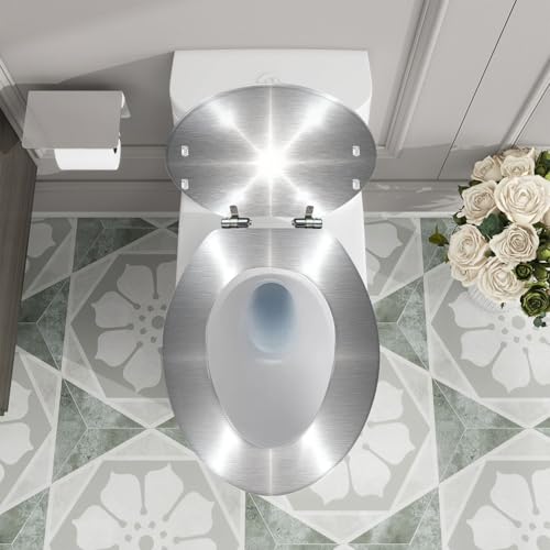 Elongated Toilet Seat Silver Brushed view 5