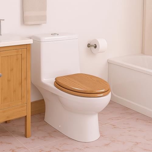Toilet Seat Oak Wood Solid view 5