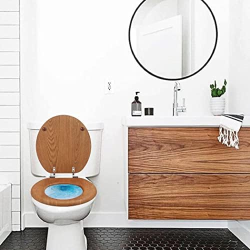 Wooden Round Toilet Seat with Metal Hinges view 3