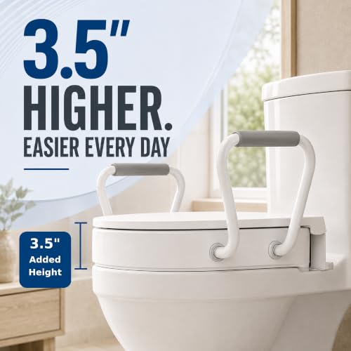 Elongated Raised Toilet Seat，3.5” Toilet view 3