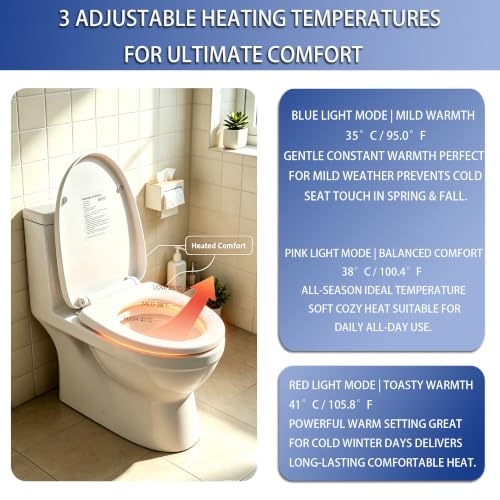 Heated round Toilet Seat Elongated view 2