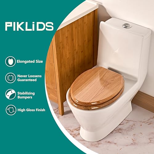 Toilet Seat Oak Wood Solid view 2