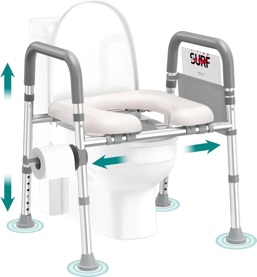 Soundfuse Padded Raised Toilet Seat with Handles